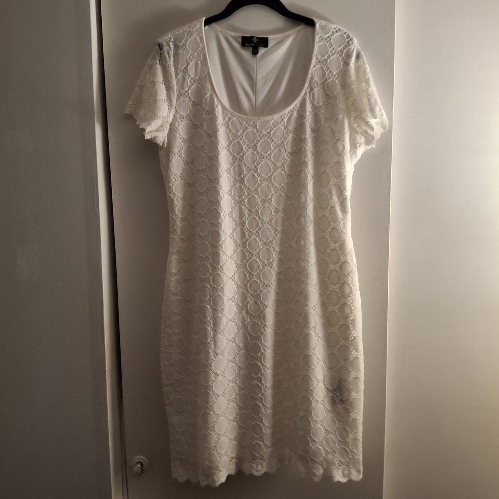 Ronni Nicole Women's White Eyelet Midi Dress